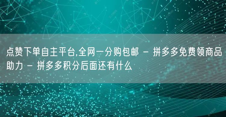 点赞下单自主平台,全网一分购包邮 - 拼