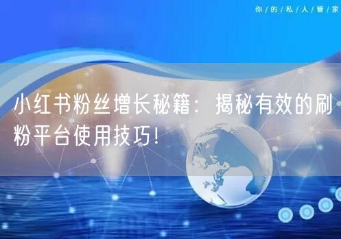 小红书粉丝增长秘籍：揭秘有效的刷粉平台使
