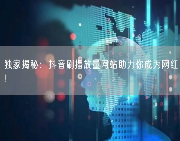 独家揭秘：抖音刷播放量网站助力你成为网红