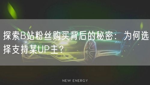 探索B站粉丝购买背后的秘密：为何选择支持