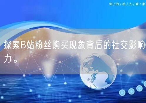 探索B站粉丝购买现象背后的社交影响力。