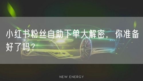 小红书粉丝自助下单大解密，你准备好了吗？