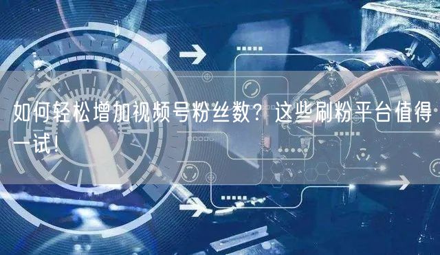 如何轻松增加视频号粉丝数？这些刷粉平台值
