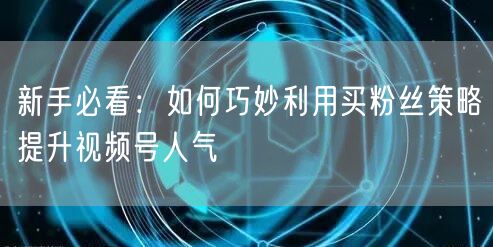 新手必看：如何巧妙利用买粉丝策略提升视频