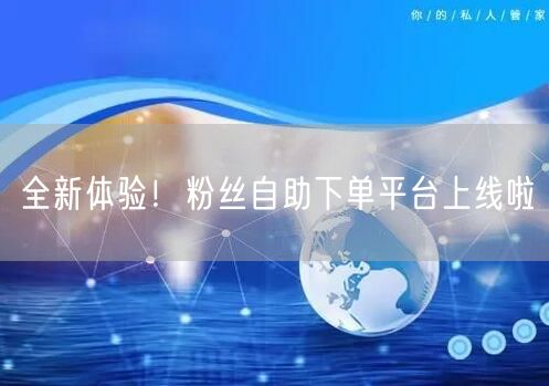 全新体验！粉丝自助下单平台上线啦