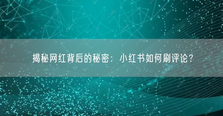 揭秘网红背后的秘密：小红书如何刷评论？