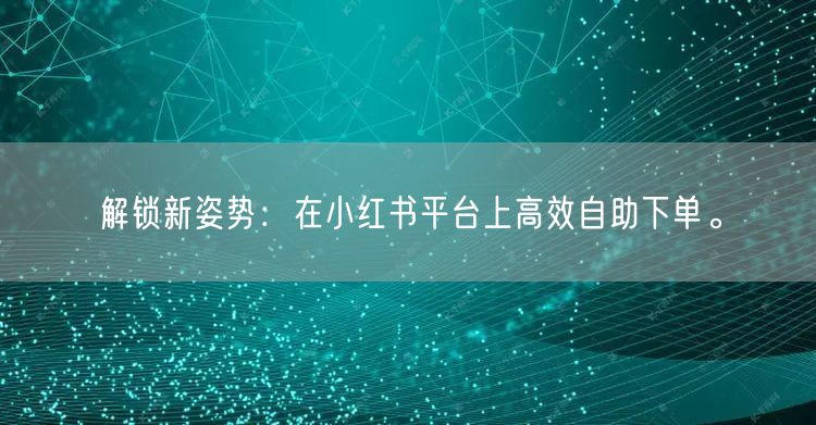解锁新姿势：在小红书平台上高效自助下单。