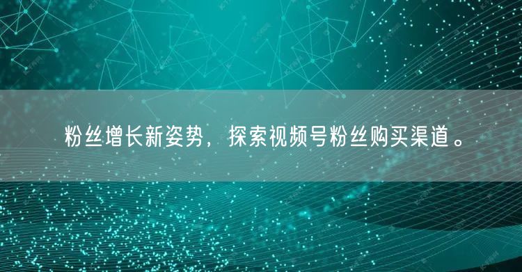 粉丝增长新姿势，探索视频号粉丝购买渠道。