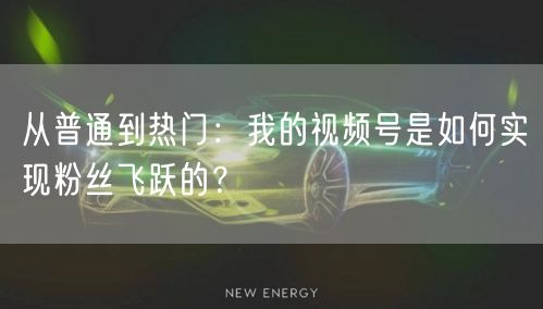 从普通到热门：我的视频号是如何实现粉丝飞