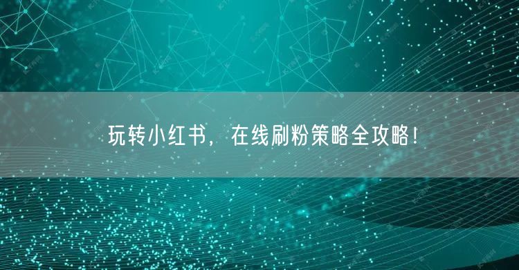玩转小红书，在线刷粉策略全攻略！