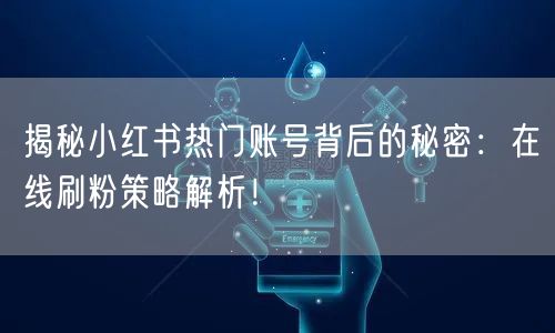 揭秘小红书热门账号背后的秘密：在线刷粉策