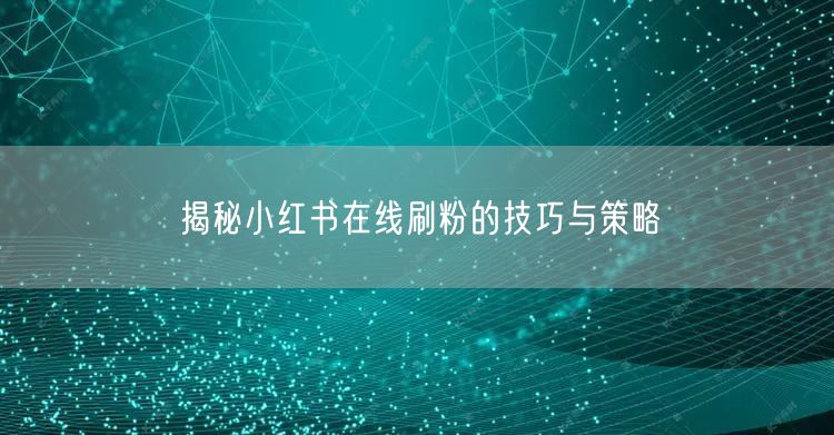 揭秘小红书在线刷粉的技巧与策略