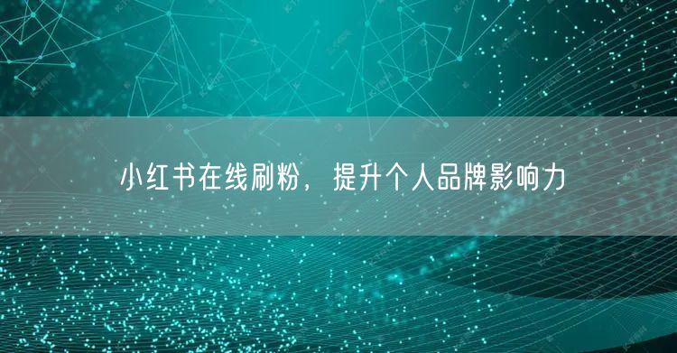 小红书在线刷粉，提升个人品牌影响力