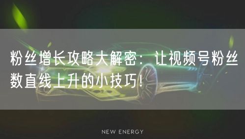 粉丝增长攻略大解密：让视频号粉丝数直线上