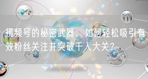 视频号的秘密武器：如何轻松吸引有效粉丝关