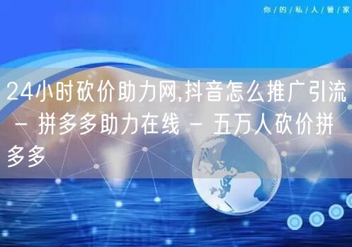 24小时砍价助力网,抖音怎么推广引流 -