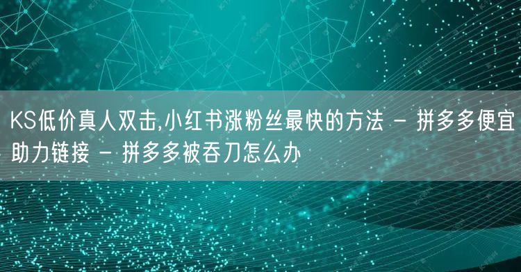KS低价真人双击,小红书涨粉丝最快的方法