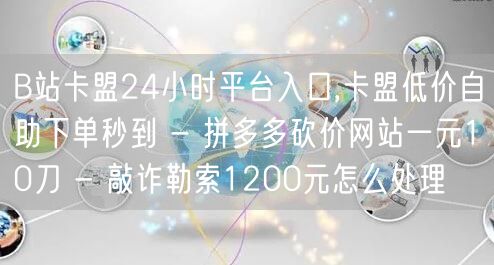 B站卡盟24小时平台入口,卡盟低价自助下